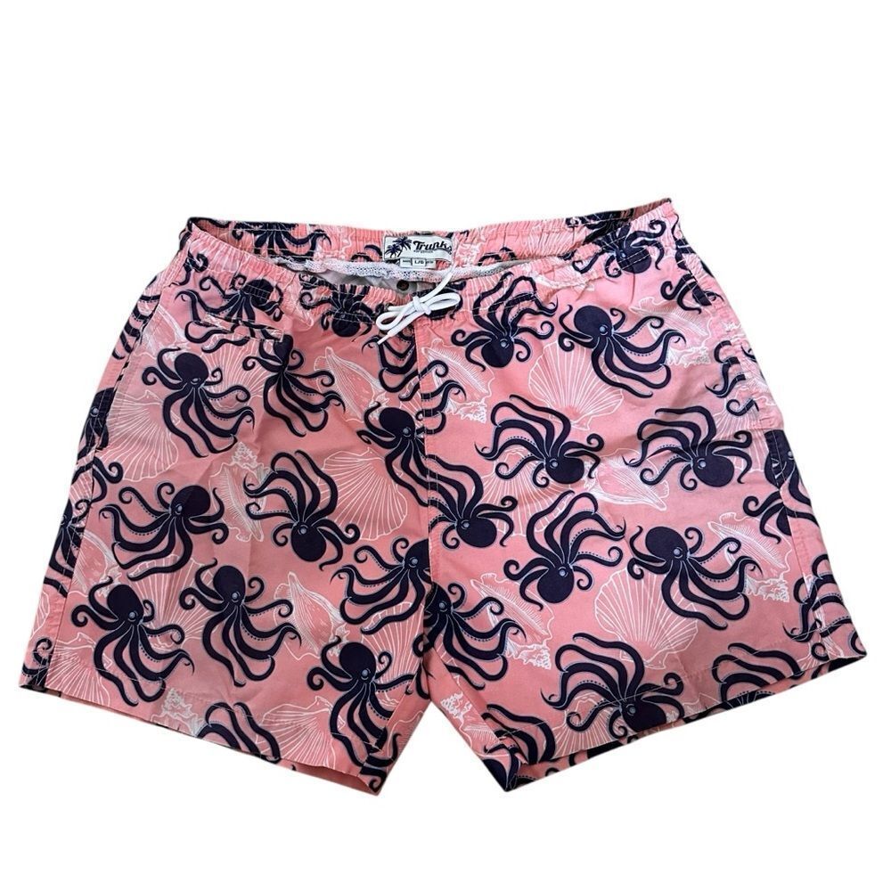 Trunks Pink Octopus Print Swim Shorts - size Large